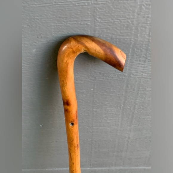 Antique Artisan Hand Crafted Metal Tip Solid Root Wood Cane Walking Stick - Picture 4 of 16